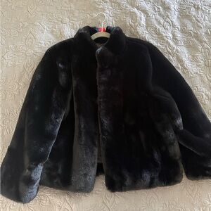 Luxurious Black Faux Fur Coat
